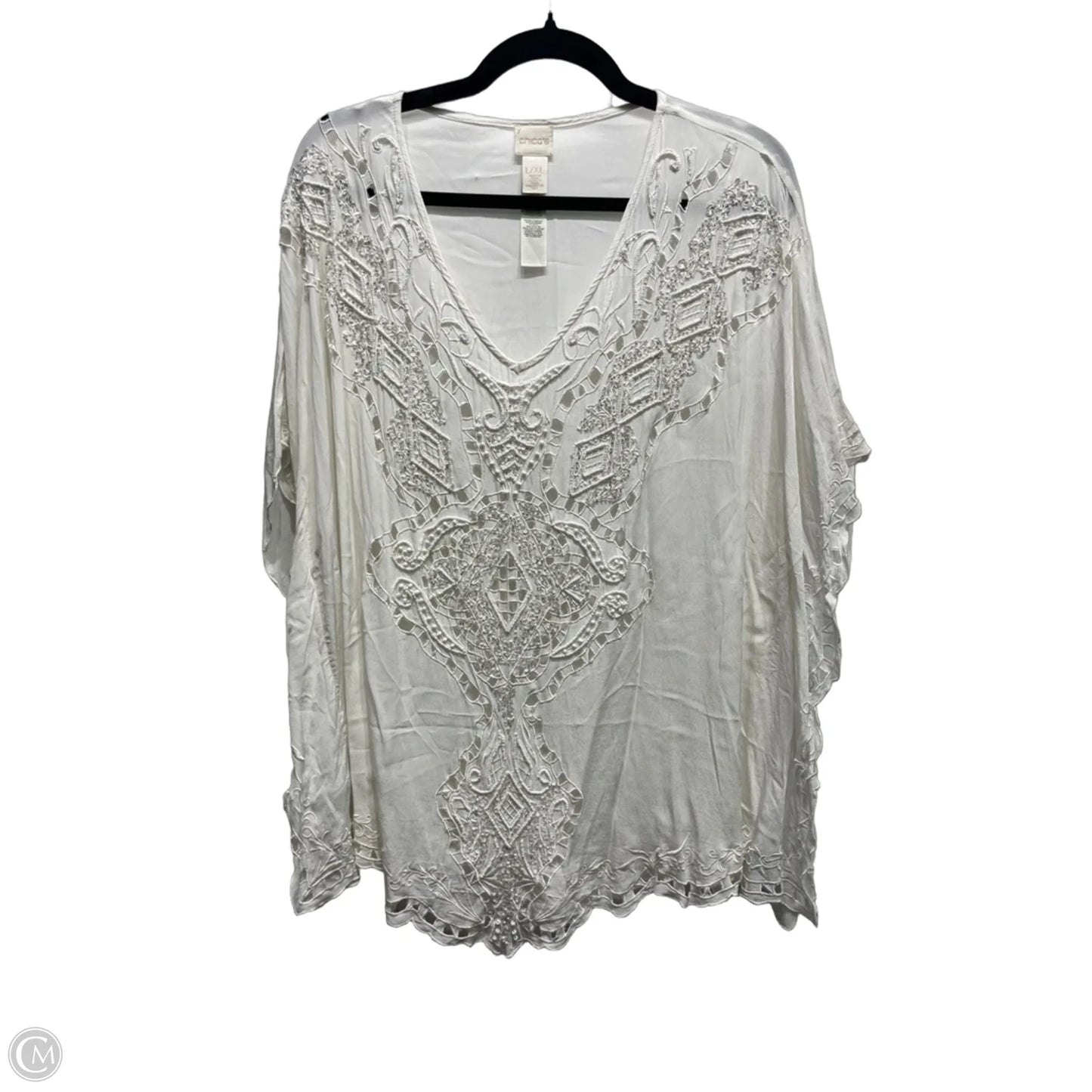 Blouse Short Sleeve By Chicos In Ivory, Size: L