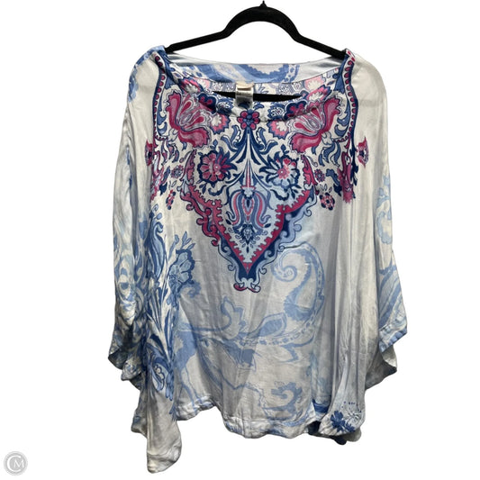 Tunic Short Sleeve By Chicos In Blue & Pink, Size: Xl