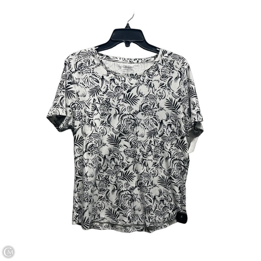 Top Short Sleeve Basic By Chicos In Black & White, Size: L