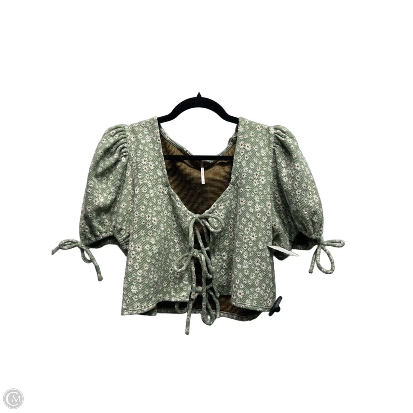 Top Short Sleeve By Free People In Cream & Green, Size: M