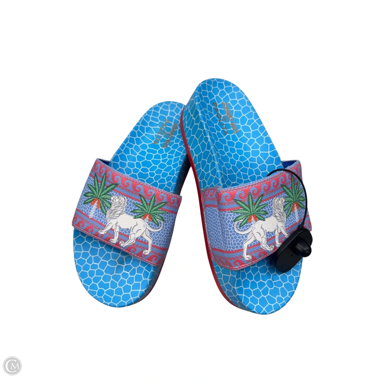 Sandals Flats By Johnny Was In Blue & Orange, Size: 7