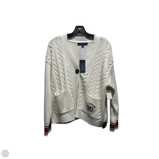 Sweater Cardigan By Tommy Hilfiger In Cream & Red, Size: L