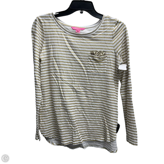 Top Long Sleeve By Lilly Pulitzer In Gold & White, Size: Xs