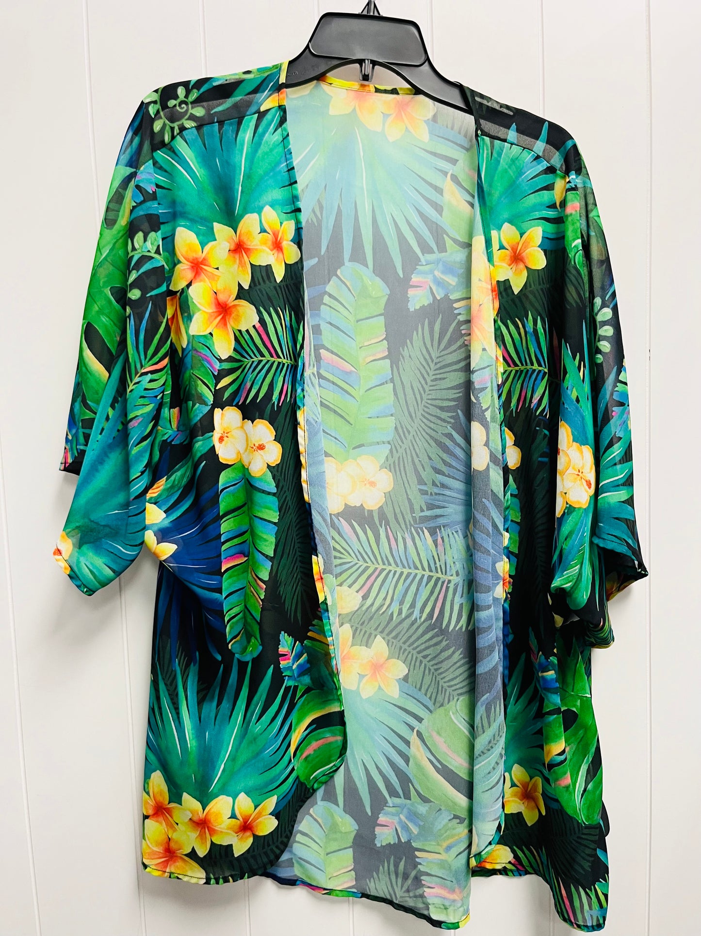 Kimono By Clothes Mentor In Green & Orange, Size: Onesize