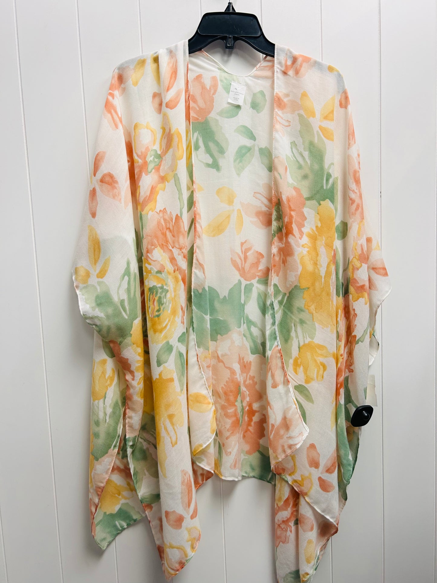 Kimono By Christopher And Banks In Green & Orange, Size: Osfm