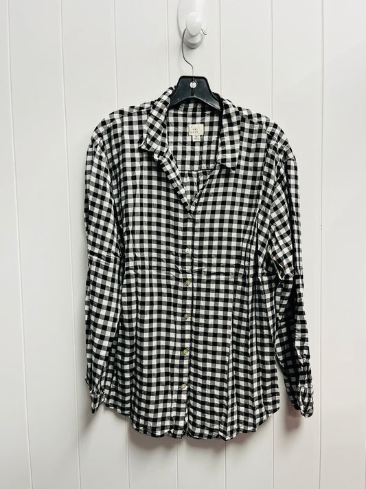 Top Long Sleeve By A New Day In Black & White, Size: Xl