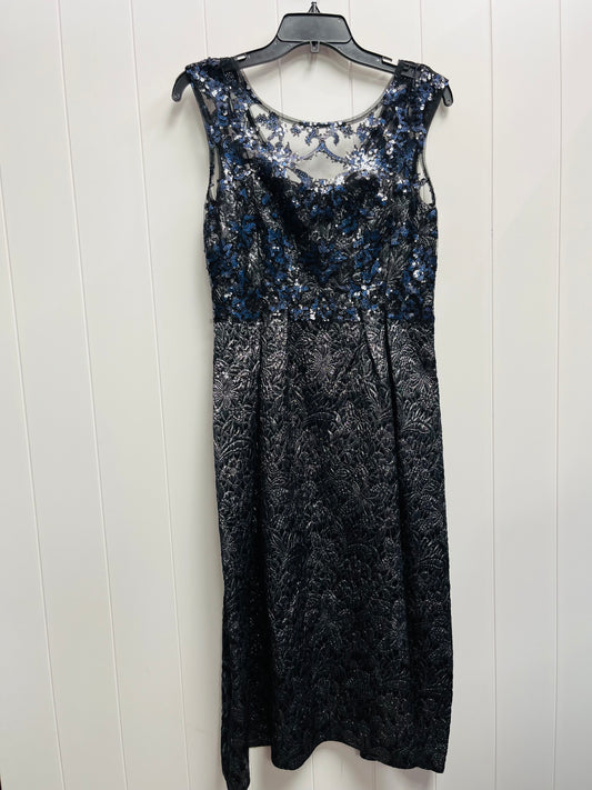 Dress Casual Midi By Kay Unger In Black & Blue, Size: 4