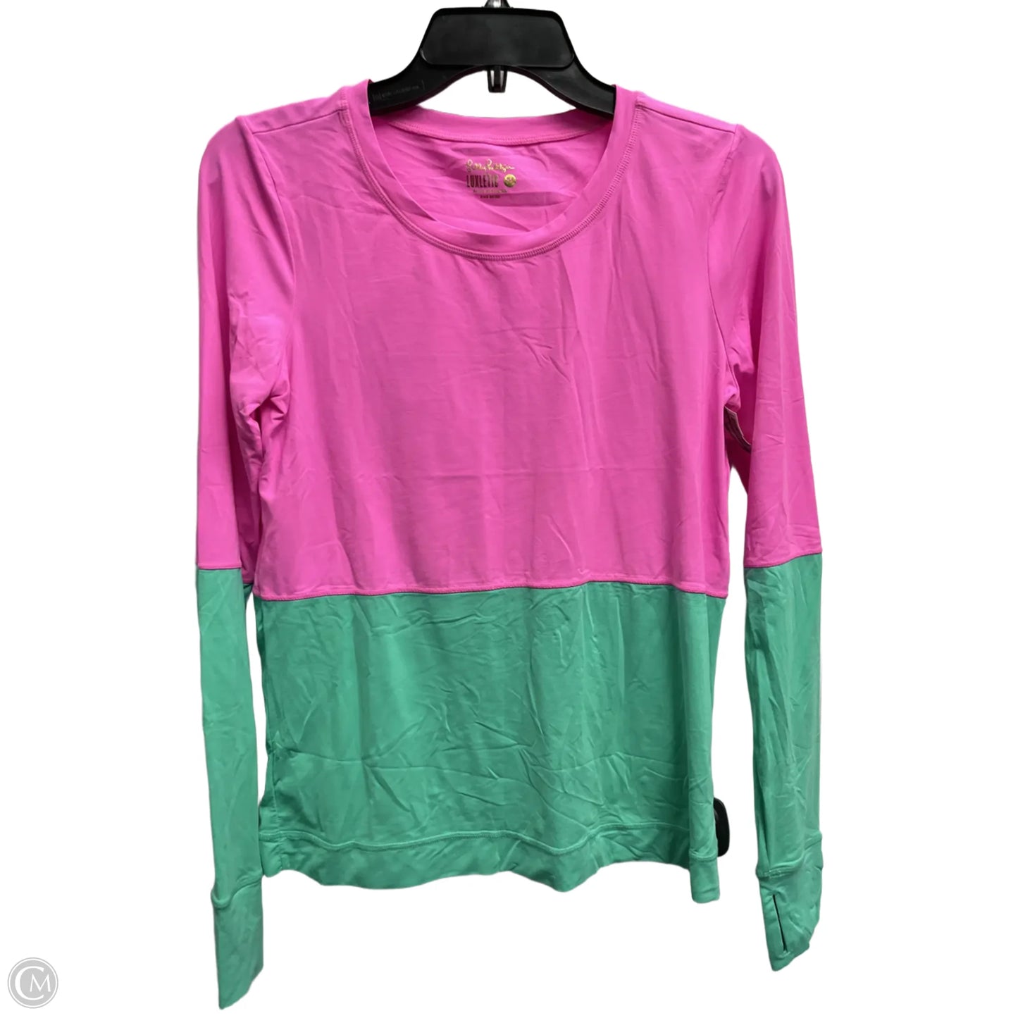 Top Long Sleeve Designer By Lilly Pulitzer In Green & Pink, Size: M