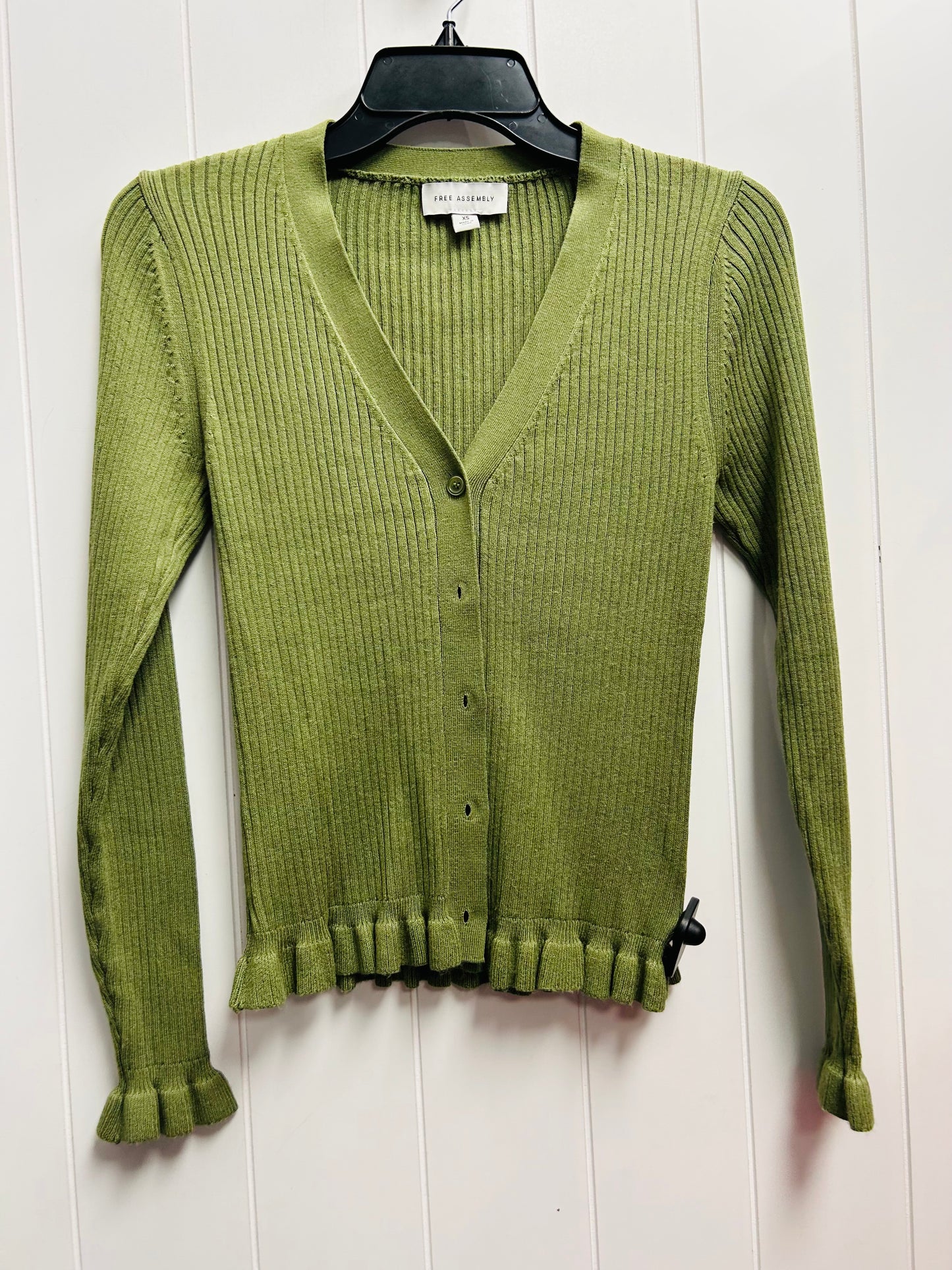 Sweater Cardigan By Free Assembly In Green, Size: Xs