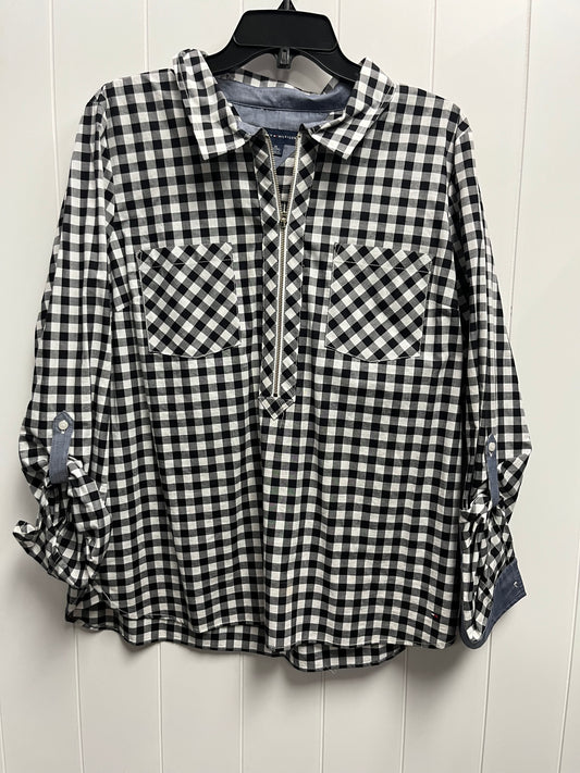 Top Long Sleeve By Tommy Hilfiger In Black & White, Size: Xl