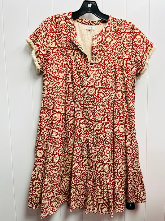 Dress Casual Short By Thml In Cream & Red, Size: M