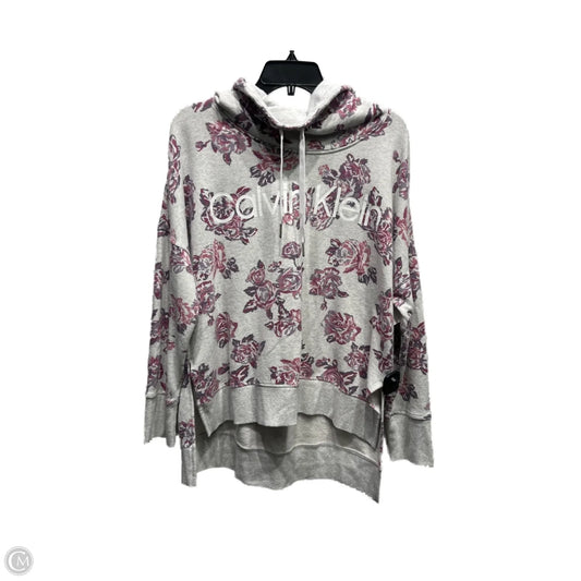 Sweatshirt Collar By Calvin Klein In Grey & Purple, Size: L