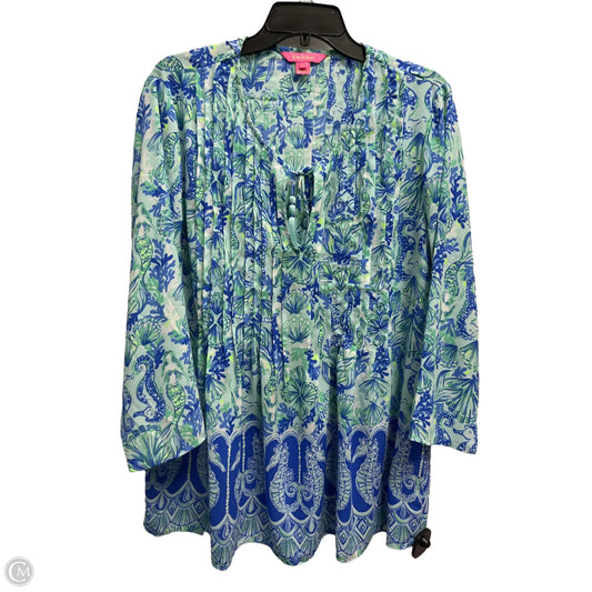 Top Long Sleeve Designer By Lilly Pulitzer In Blue & Green, Size: Xl
