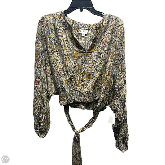 Top Long Sleeve By Nicole Miller In Blue & Yellow, Size: Xs