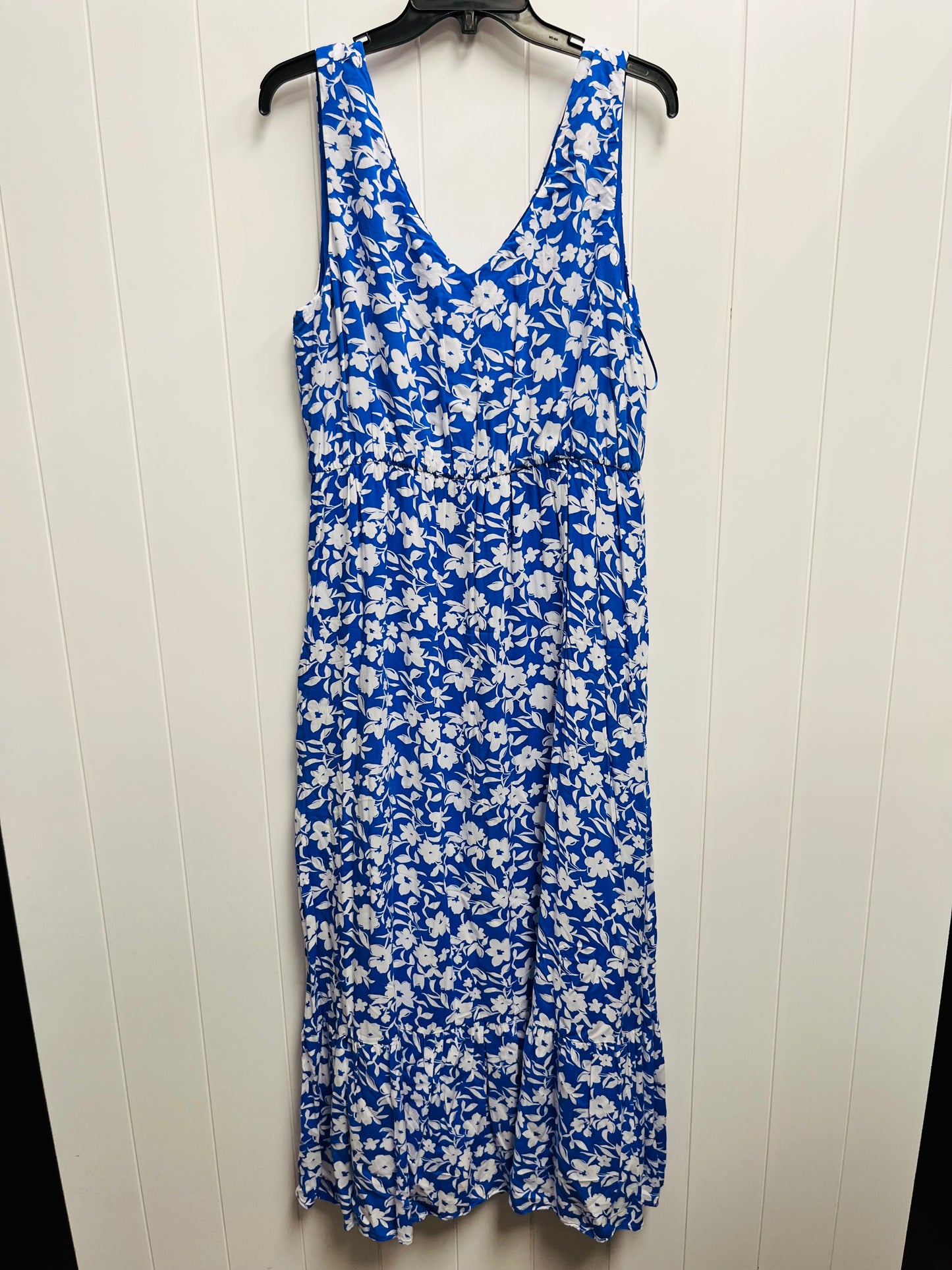 Dress Casual Maxi By Draper James In Blue & White, Size: 16