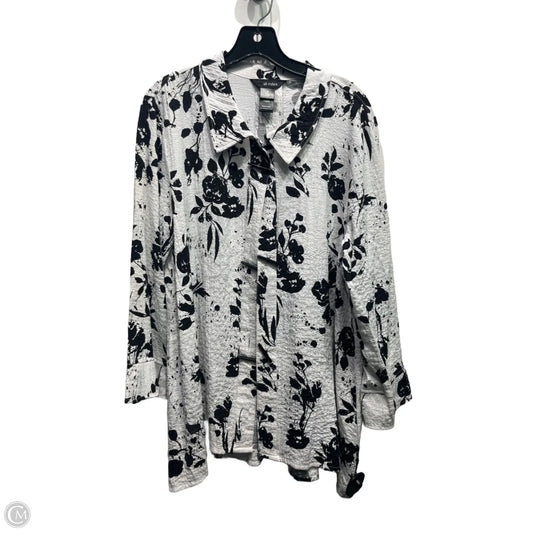 Top Long Sleeve By Ali Miles In Black & White, Size: M