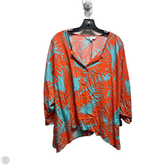 Top Long Sleeve By Escapada Living In Green & Red, Size: L