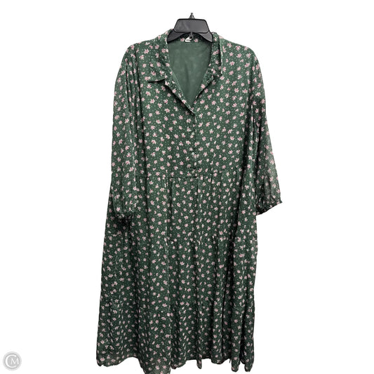 Dress Casual Midi By Mng In Green & Pink, Size: 18