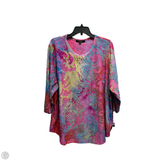 Top Long Sleeve By Calessa In Blue & Pink, Size: 2x