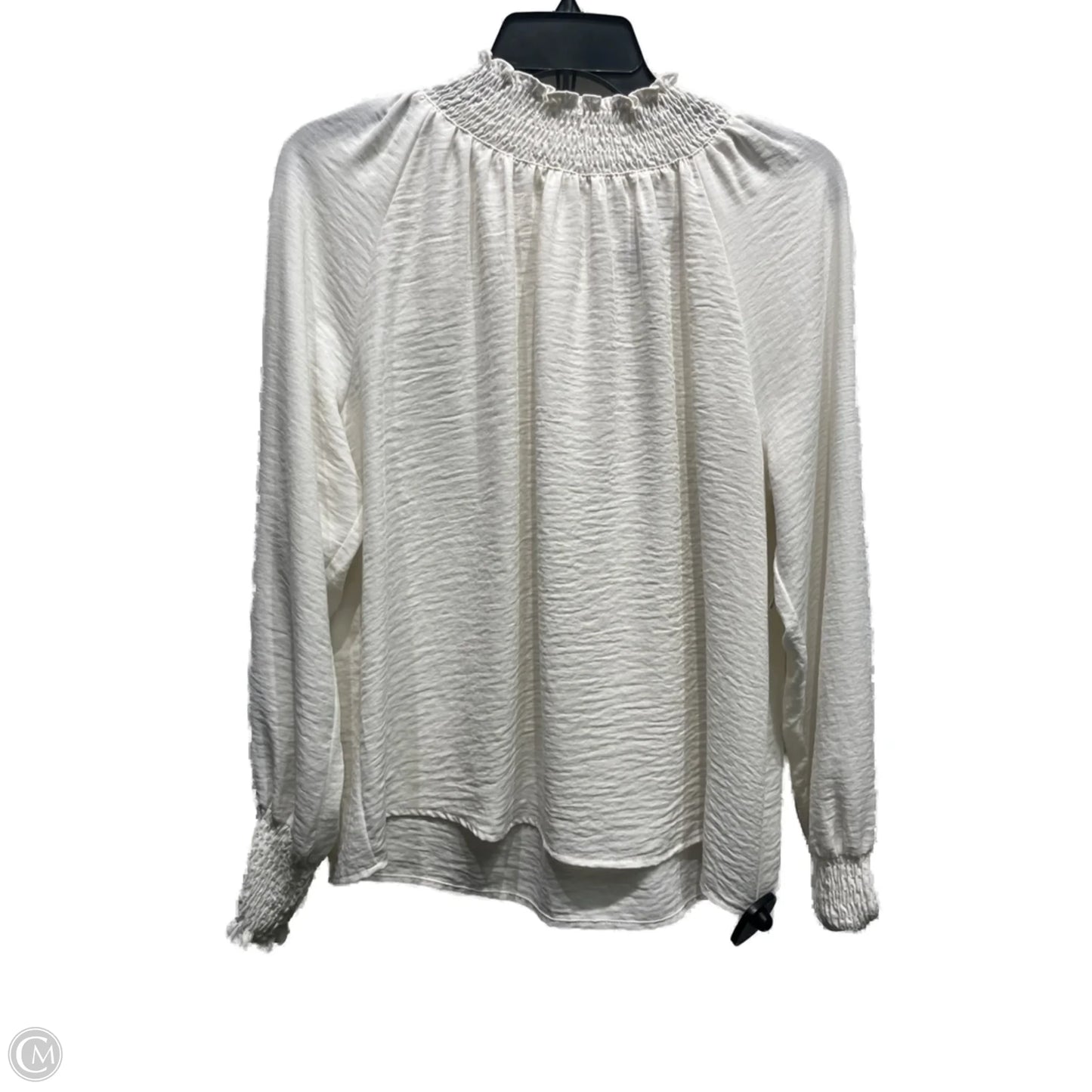 Blouse Long Sleeve By Nine West Apparel In White, Size: L