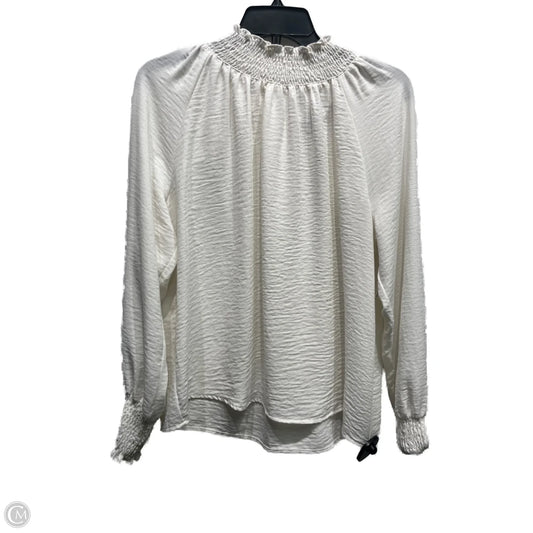 Blouse Long Sleeve By Nine West Apparel In White, Size: L