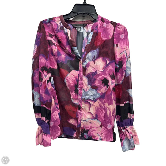 Blouse Long Sleeve By White House Black Market In Purple, Size: Xs