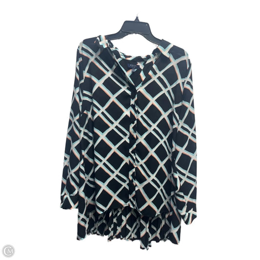 Top Long Sleeve By Kaari Blue In Black & Blue, Size: Xl