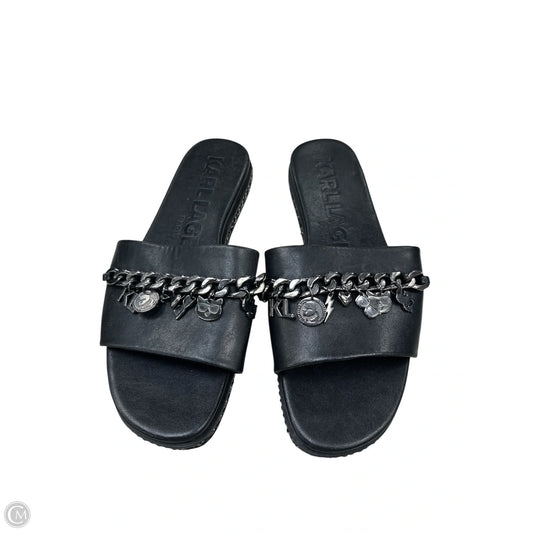 Sandals Designer By Karl Lagerfeld In Black, Size: 10