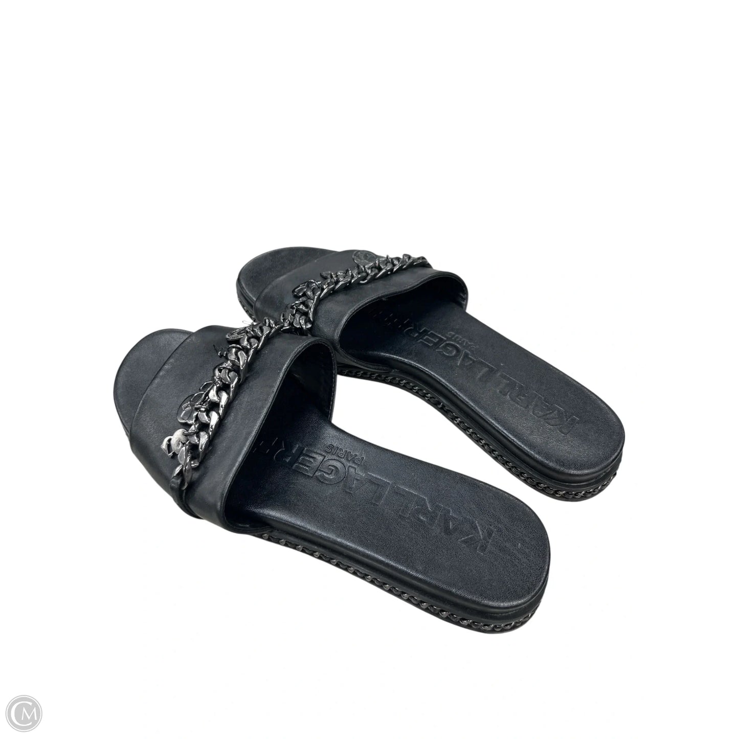 Sandals Designer By Karl Lagerfeld In Black, Size: 10
