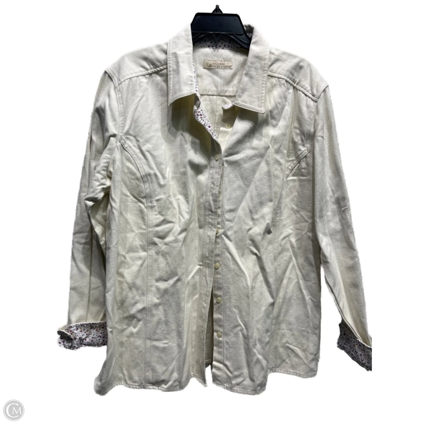 Top Long Sleeve By Natural Reflections In Cream, Size: 2x