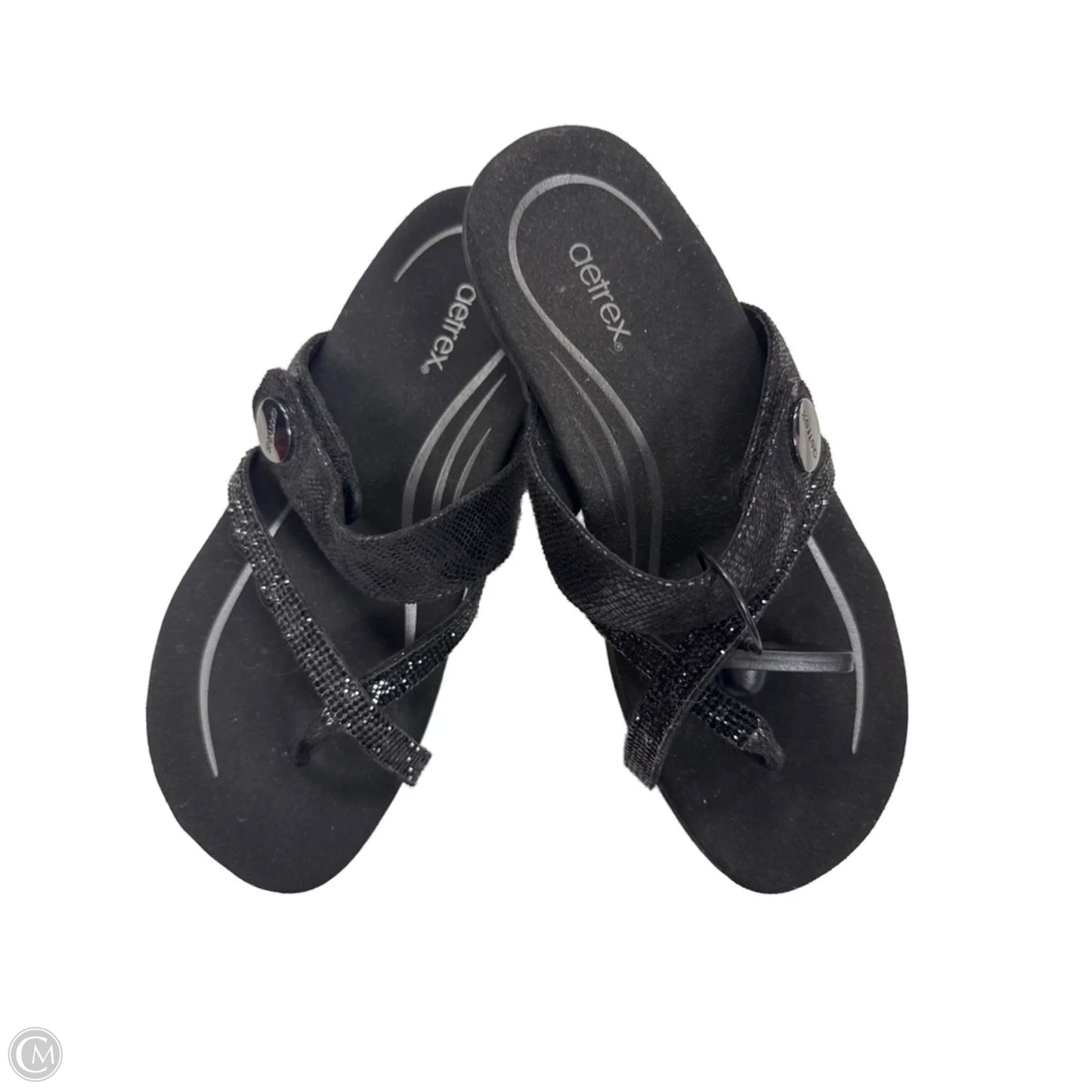 Sandals Flats By Aetrex In Black, Size: 8