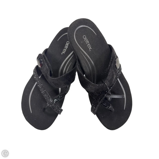 Sandals Flats By Aetrex In Black, Size: 8