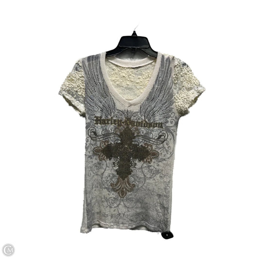 Top Short Sleeve By Harley Davidson In Cream, Size: S