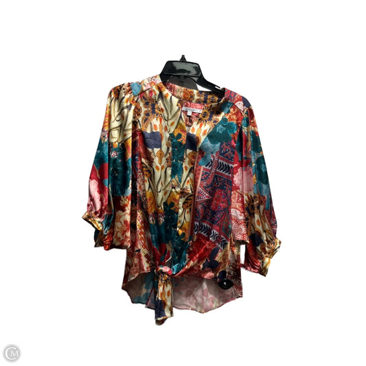 Blouse Long Sleeve By Chicos In Green & Orange, Size: L