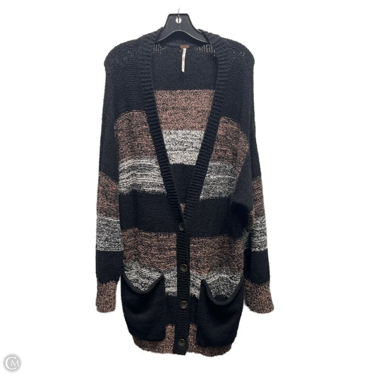 Sweater Cardigan By Free People In Black & Tan, Size: S