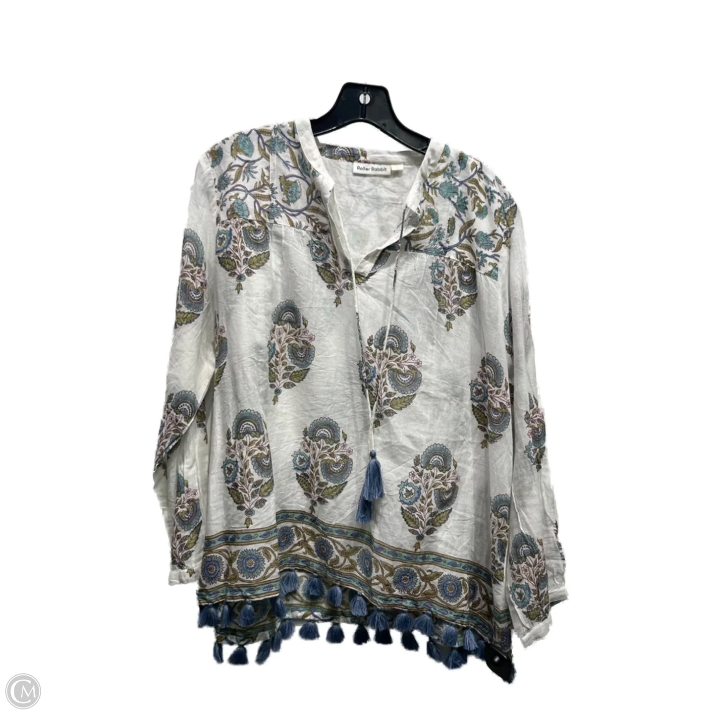 Top Long Sleeve By Roller Rabbit In Blue & Green, Size: L