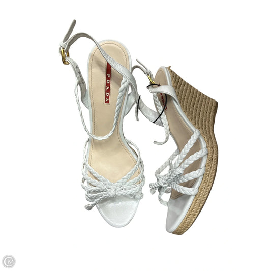 Sandals Luxury Designer By Prada In White, Size: 8