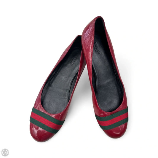 Shoes Luxury Designer By Gucci In Green & Red, Size: 9