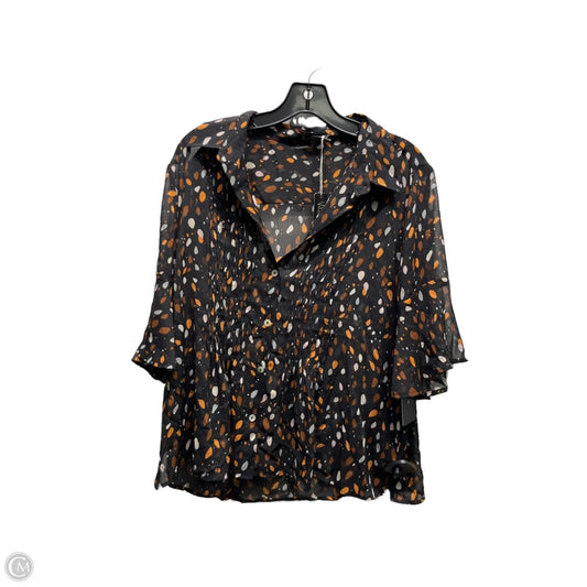 Top Short Sleeve By Velvet Heart In Black & Brown, Size: L