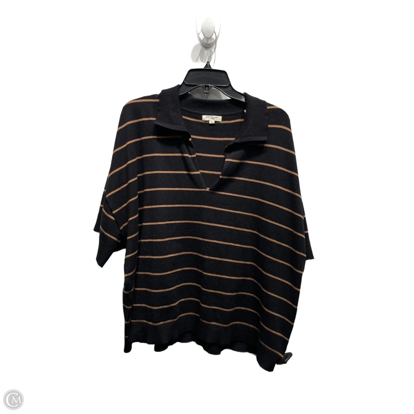 Top Short Sleeve By Max Studio In Black & Tan, Size: 2x