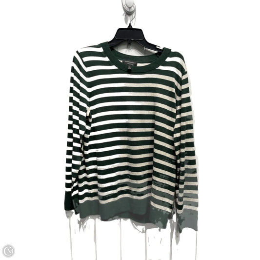 Top Long Sleeve By Banana Republic In Cream & Green, Size: Xl