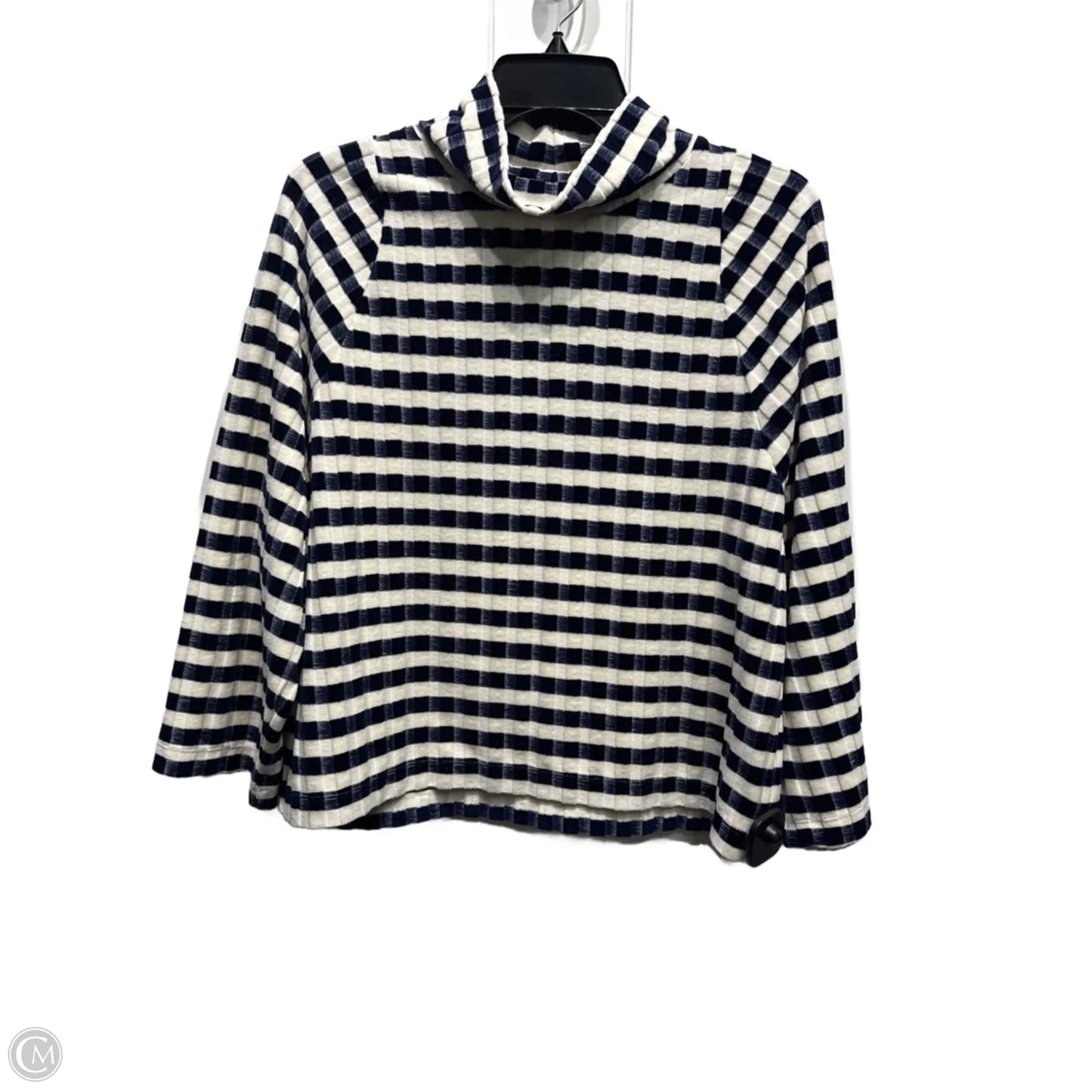 Top Long Sleeve By Madewell In Blue & Cream, Size: S
