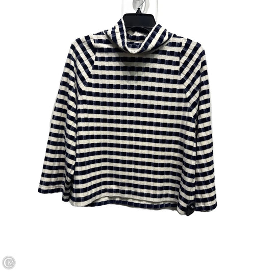 Top Long Sleeve By Madewell In Blue & Cream, Size: S