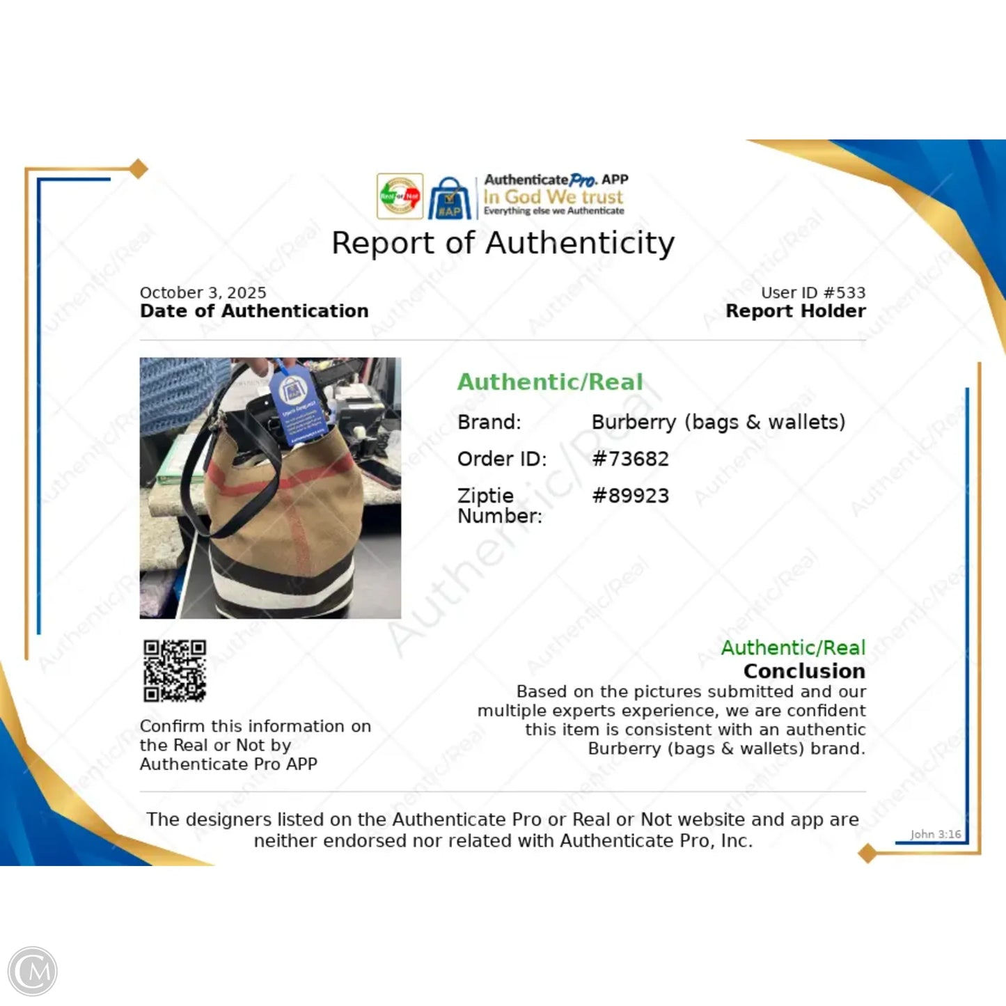 Handbag Luxury Designer By Burberry, Size: Medium