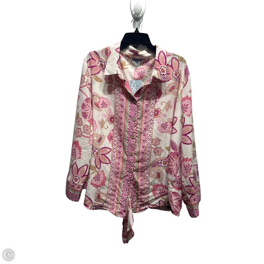 Top Long Sleeve By FLORAL & IVY In Pink & Purple, Size: 3x