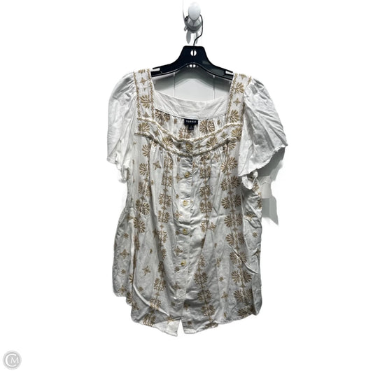 Top Short Sleeve By Torrid In Tan & White, Size: 1x