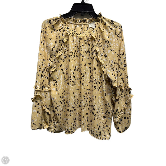 Top Long Sleeve By Loft In Black & Tan, Size: M