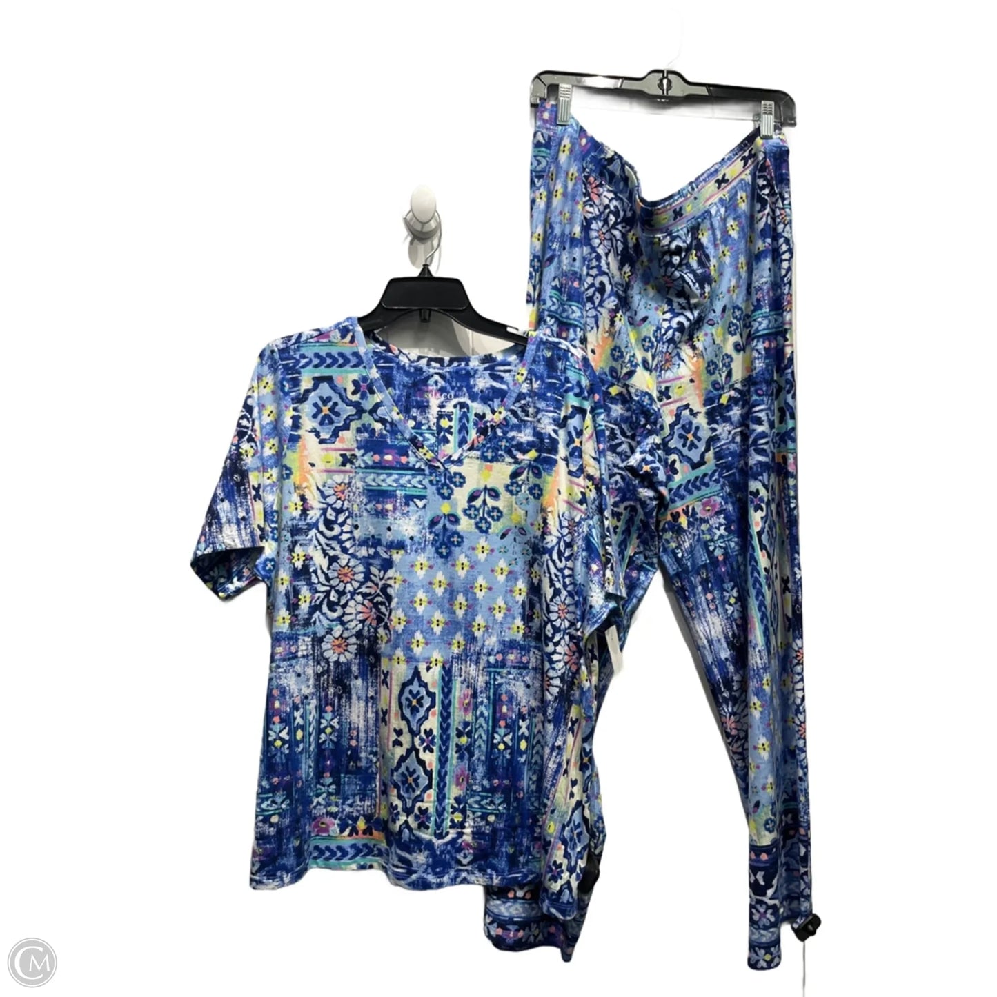 Pants Set 2pc By D&co. In Blue, Size: 1x