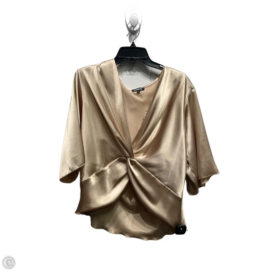 Blouse Short Sleeve By Express In Gold, Size: L