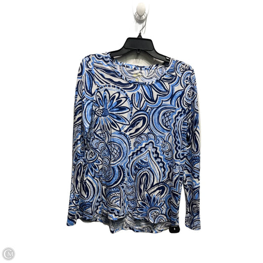Top Long Sleeve Designer By Lilly Pulitzer In Blue & White, Size: S